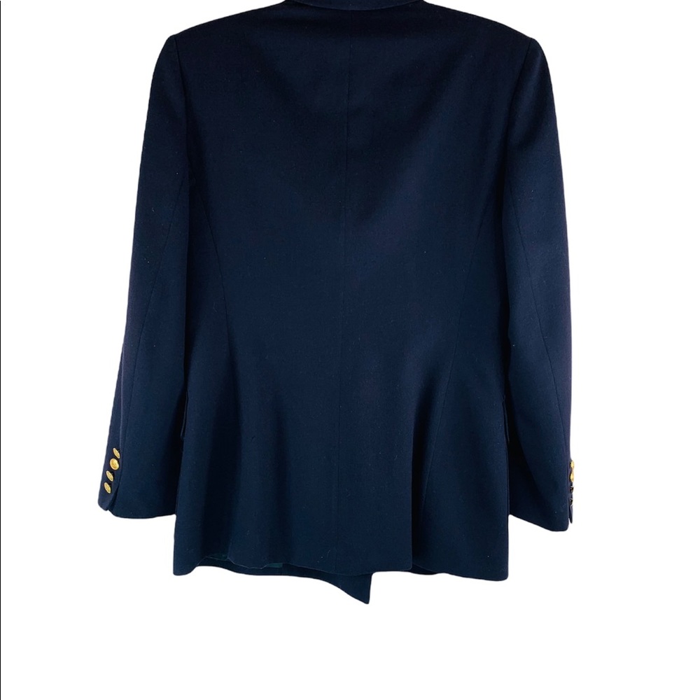 Vintage Lauren Ralph Lauren Navy Wool Crested Blazer Pocket Patch Size 8 - Picture 6 of 10
